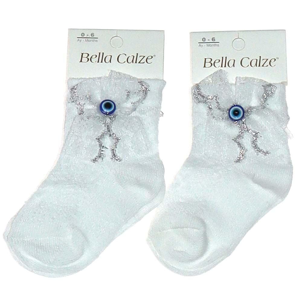 Bella Calze 3012 Aksesuarlı Bebe Çorap 0-6 AY - Beyaz - 0-3-6 AY