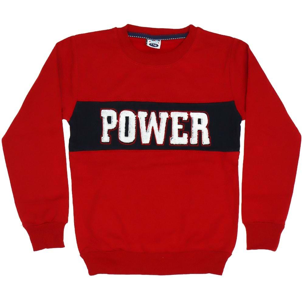 Furkan Power Süzene Nakışlı Sıfır Yaka Penye Şardonlu Erkek Çocuk Sweatshirt 5-8 Yaş