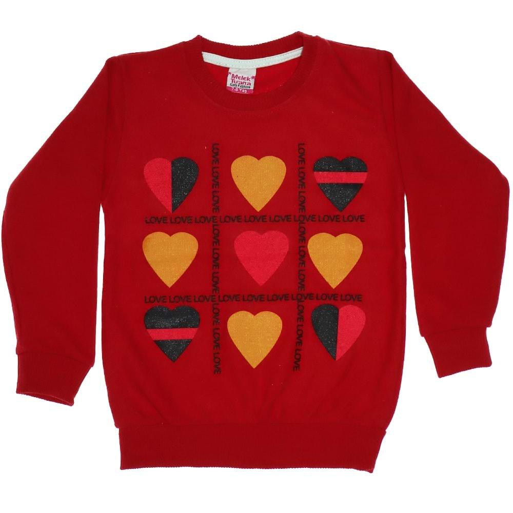 Melek Tuana Love Kalp Baskılı Selanik Kız Çocuk Sweatshirt 3-7 Yaş