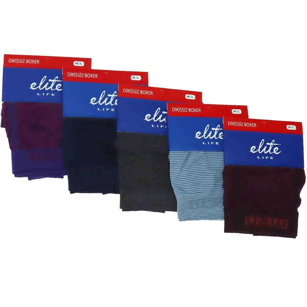 Elite Lıfe 907 Dikişsiz Desenli Erkek Boxer