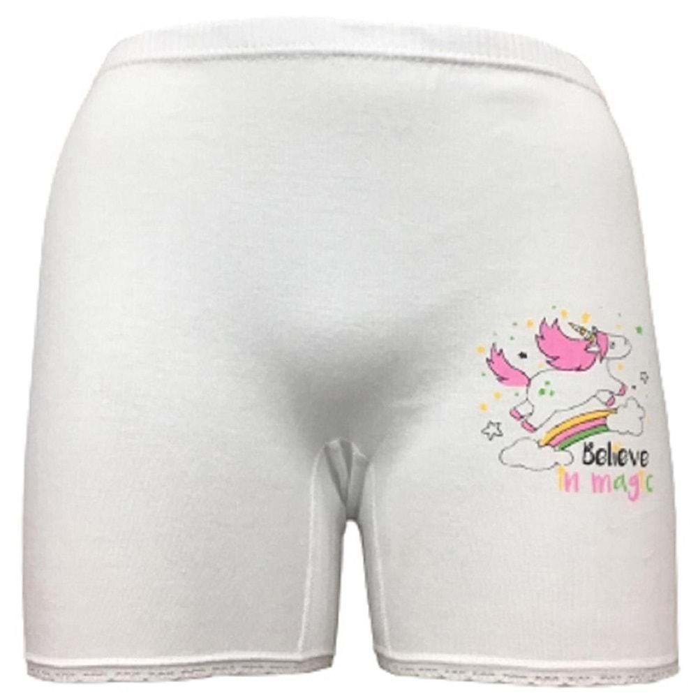 Güryıldız 27603 Kız Çocuk Ribana Baskılı Mini Şort - Beyaz