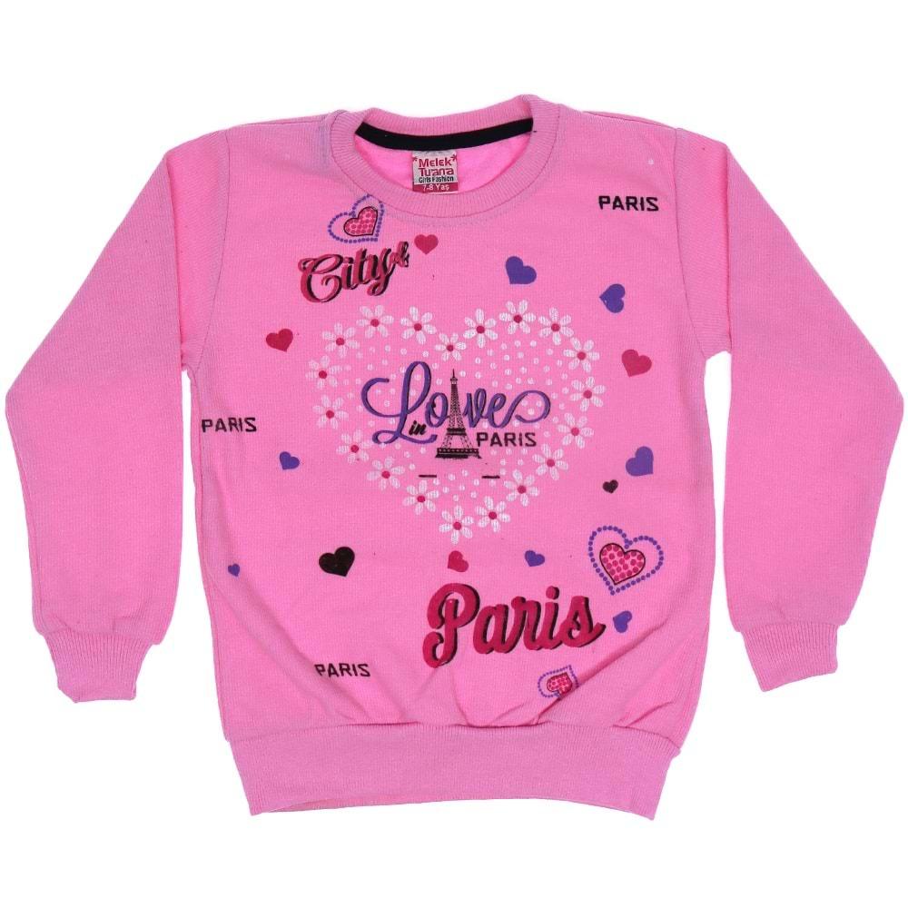 Erenbey 1502 City Love Baskılı Sıfır Yaka Selanik Kız Çocuk Sweatshirt 3-7 Yaş