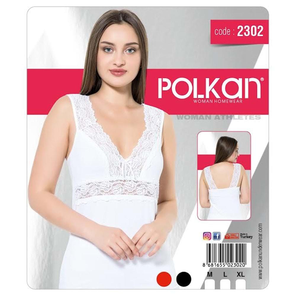 Polkan 2302 Bayan Likralı Kalın Askı Dantelli Atlet