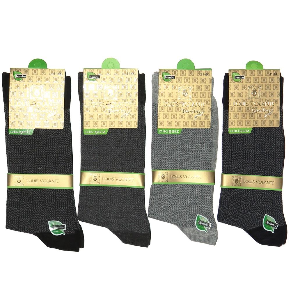 Louis Volante Erkek Jakarlı Bambu 200 İğne Dikişsiz Bilgisayarlı Soket Çorap