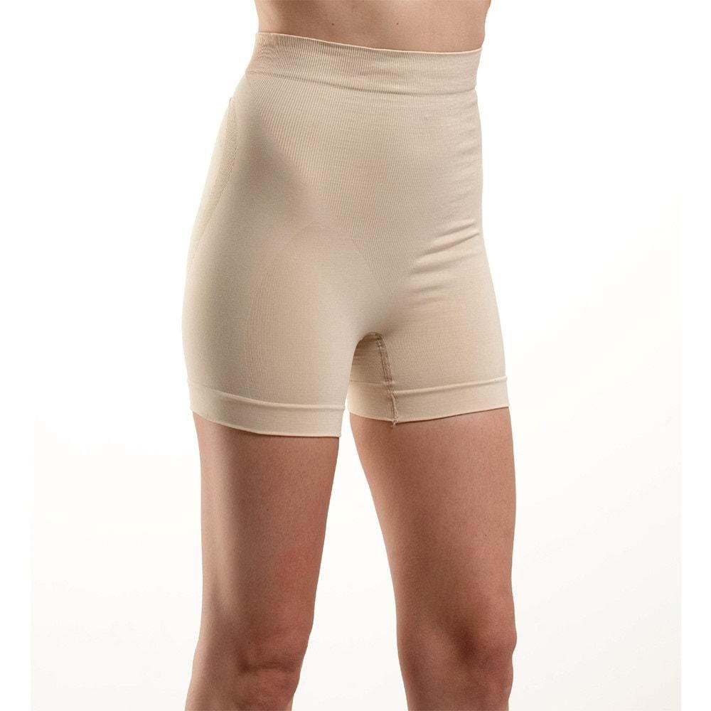 Nazik 9025 Bayan Toparlayıcı Mini Boxer Silikonlu Dikişsiz Korse - Siyah - XXL