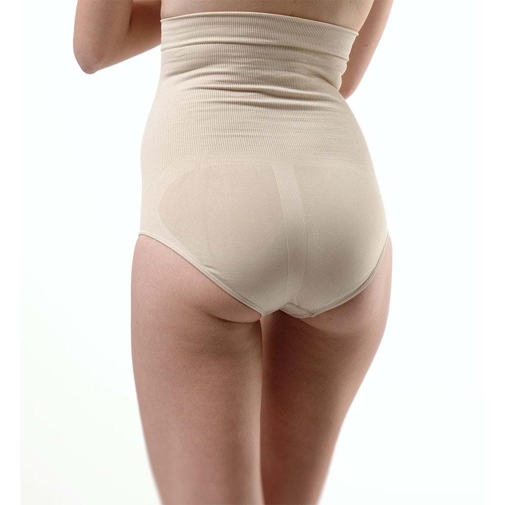 Nazik 9003 Bayan Yüksel Bel Silikonlu Dikişsiz Slip Korse - Siyah