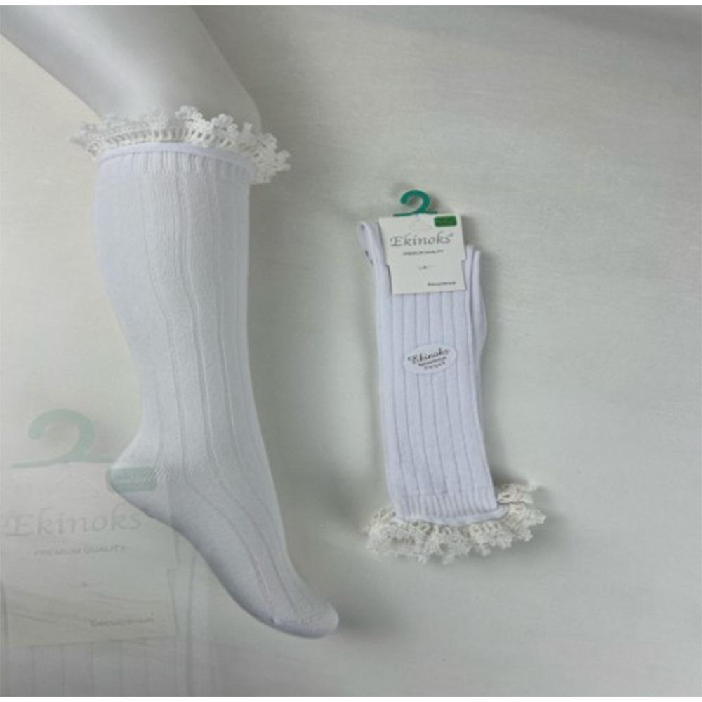 Ekinoks Kız Çocuk Natali Dantel Model Aksesuarlı DizAltı Çorap