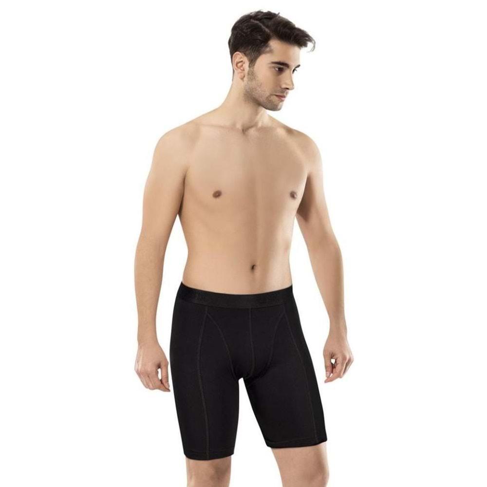 Anıt 1276 Penye Likralı Super Soft Uzun Erkek Boxer - Gri - M