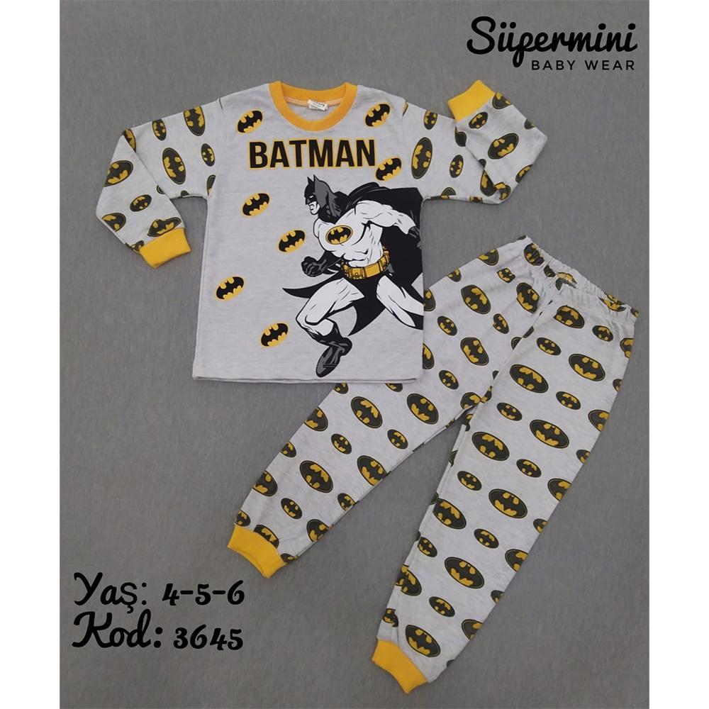 Süpermini 3645 Batman Desenli 2 li Erkek Çocuk Pijama Takımı 4-6 Yaş