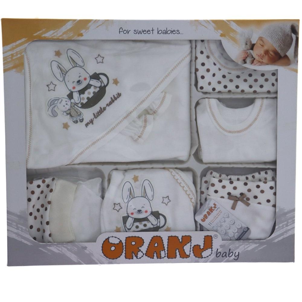 Oranj 211 Bebe My Little Rabbit Nakışlı Tavşan Bas. 11 Parça Zıbın Set 0-1 Ay
