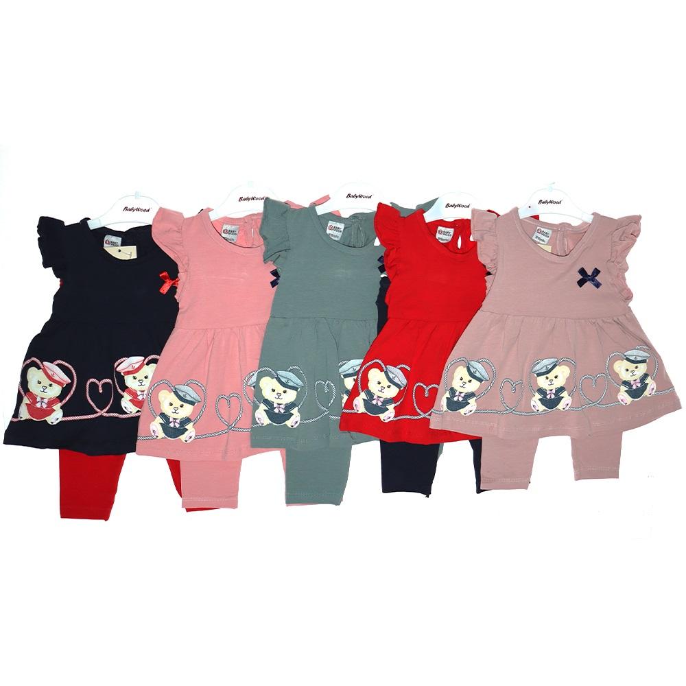 Babywood BW-22-289 Kız Bebe Ayıcık Baskılı Taytlı Takım 6-9-12-18 Ay
