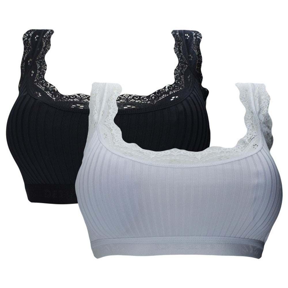 Deza 5033 Bayan Jakarlı Sur Dantel Pedli Büstiyer - Beyaz - 80-85