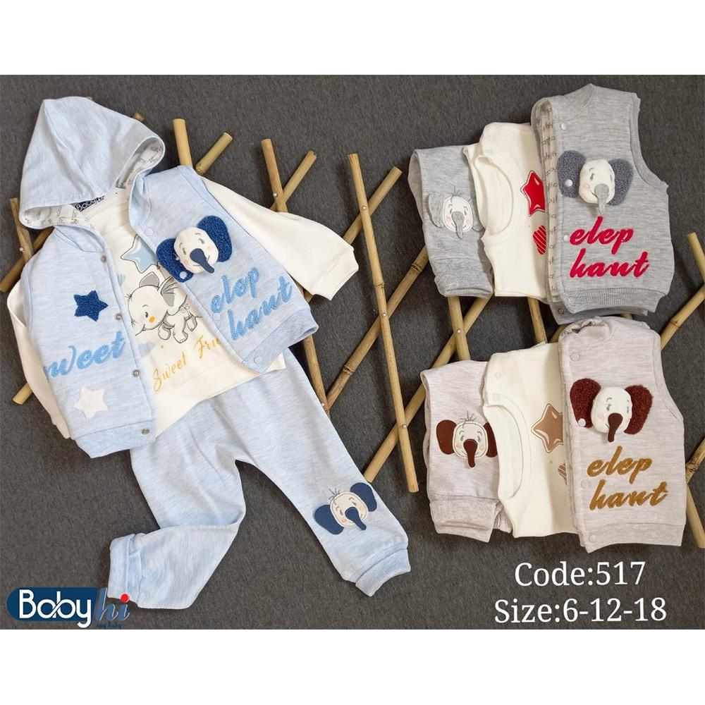 Baby Hi 517 Erkek Bebe Kapitone Filli 3 lü Takım 6-9-18 Ay