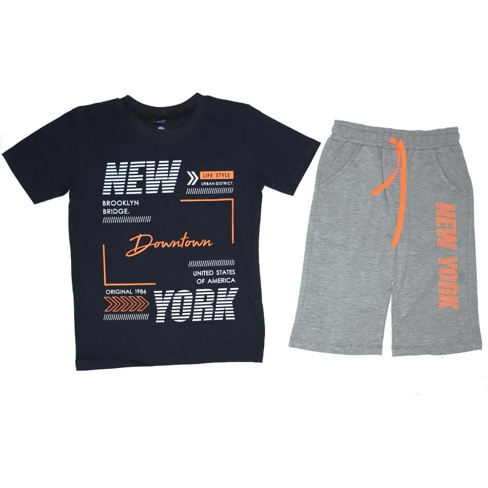 Vinjoy 2003 Erkek Çocuk New York Baskılı Şortlu 2 li Takım 5-8 Yaş - Lacivert - 5-8 YAŞ