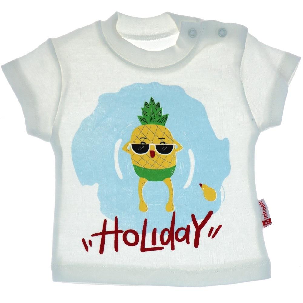 Pabbuc Baby Erkek Bebe Baskılı Tişört 3-6-9-12 AY - Ekru - 3-6-9-12 AY