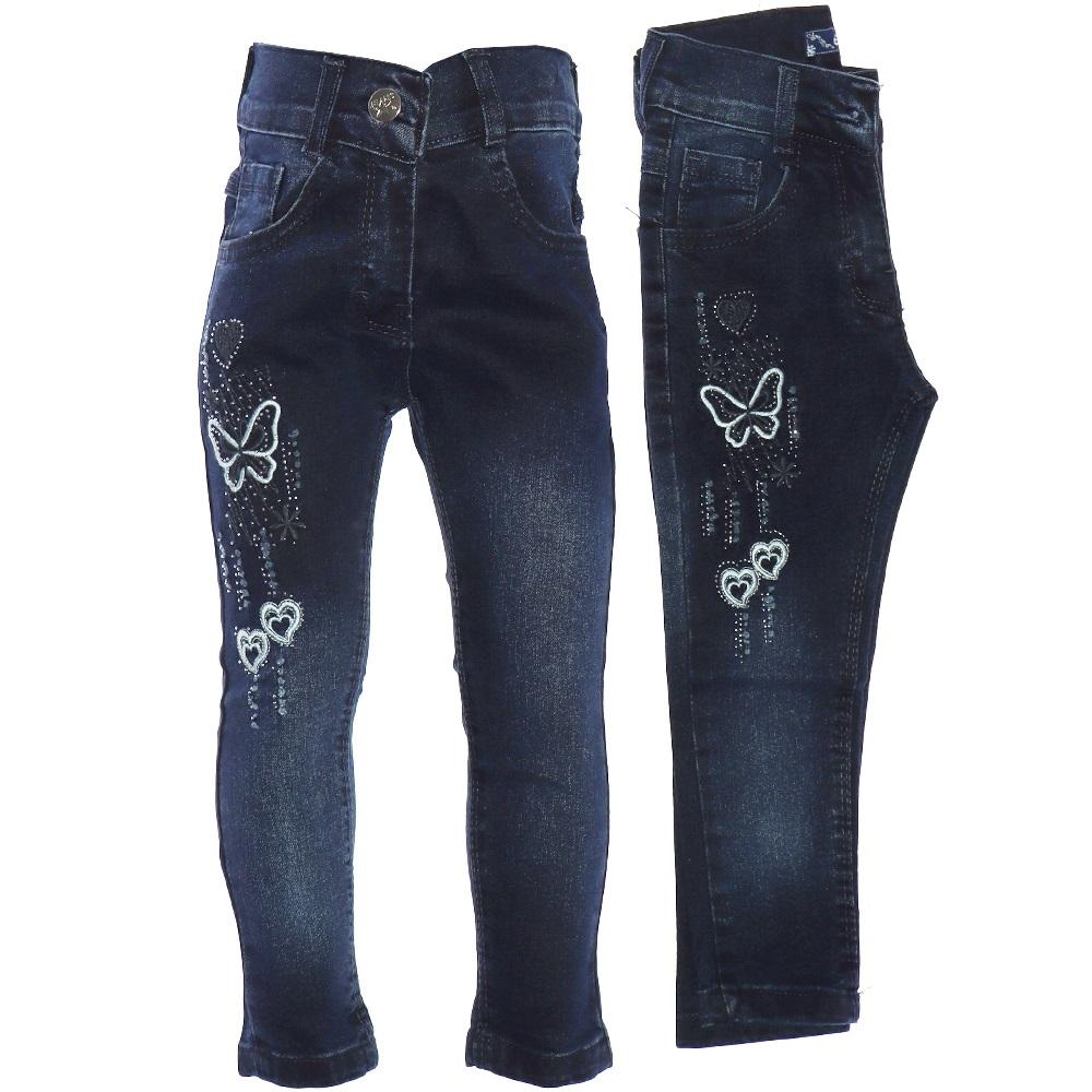 Rema 2451 Kız Çocuk Taşlı Kaplı Kelebek Nakışlı Kot Pantolon 8-12 Yaş