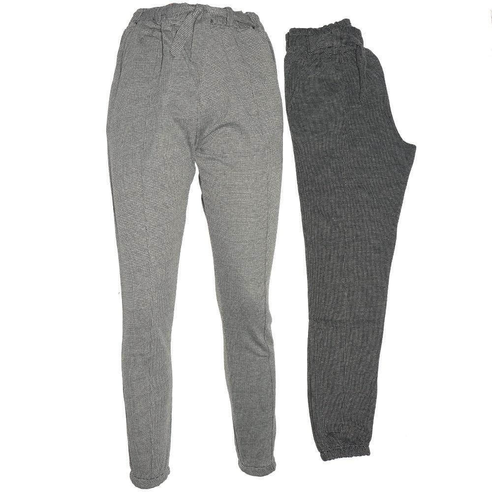Tonbix Bayan Pıt Pıt Kemerli Paça Lastikli Pantolon S-XXL - Gri - S-M-L-XL-2XL - 14485-Gri-S-M-L-XL-2XL