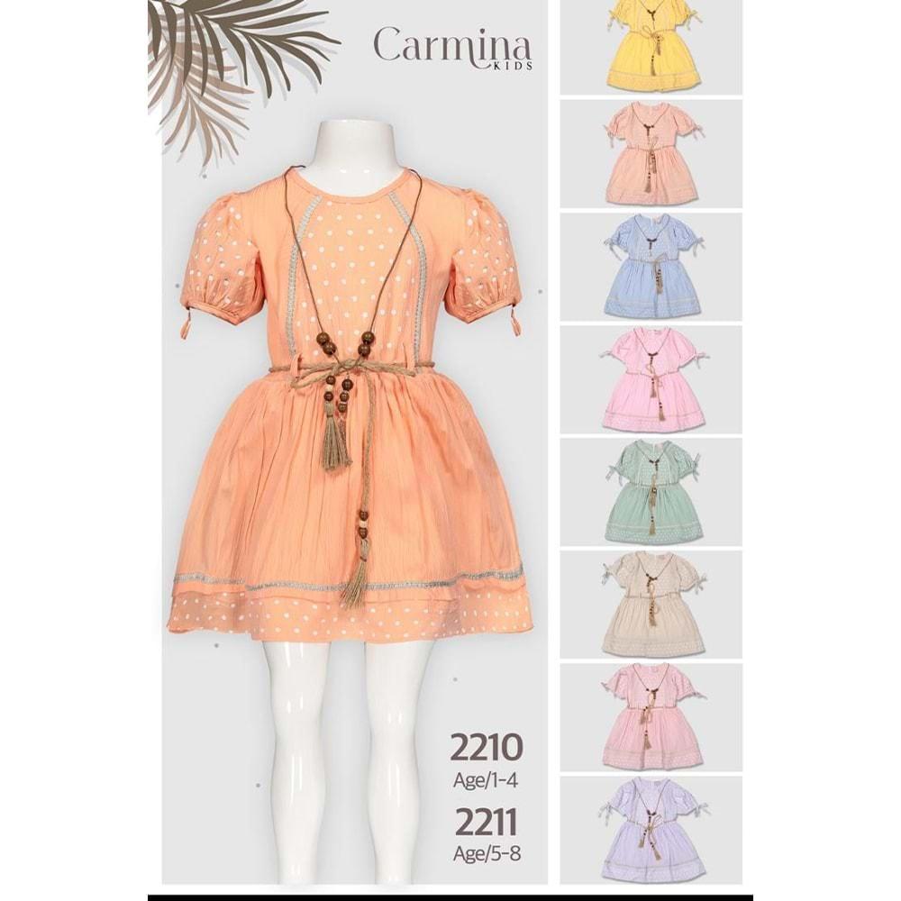 Carmina 2211 Kız Çocuk Puanlı Krinkıl Kolyeli Elbise 5-8 Yaş