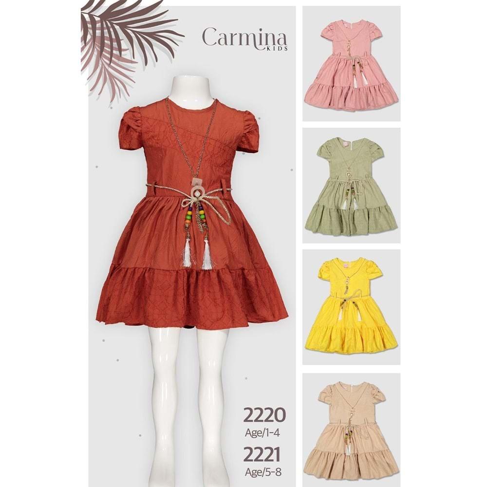 Carmina 2221 Kız Çocuk Kraşlı Enbos Kolyeli Elbise 5-8 Yaş