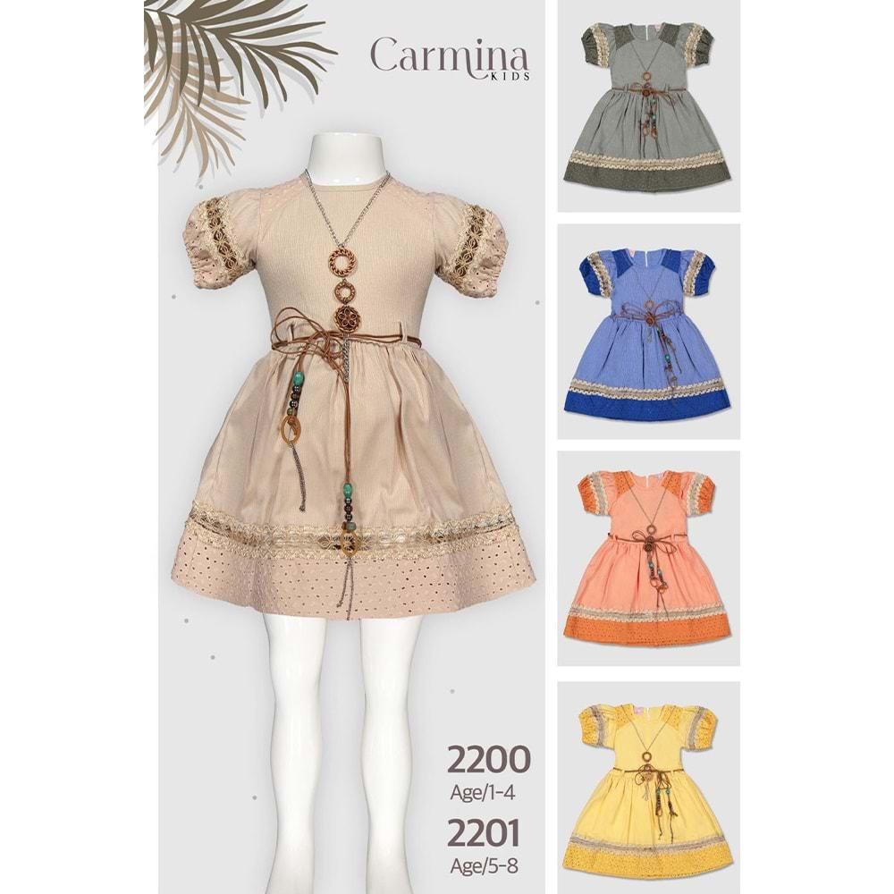 Carmina 2200 Kız Çocuk Coffee Güpür Elbise 1-4 Yaş