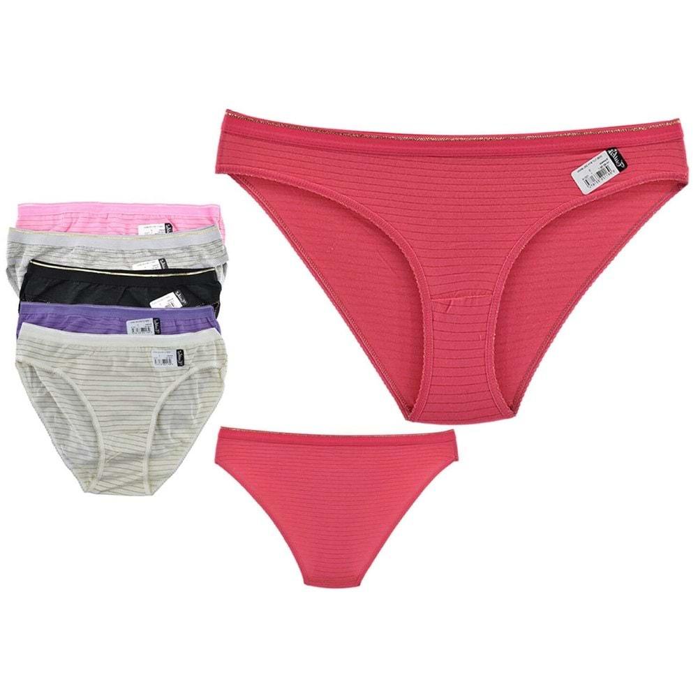 Tutku 0526 Bayan İzel Çizgili Simli Bikini - Karışık Renk - 5