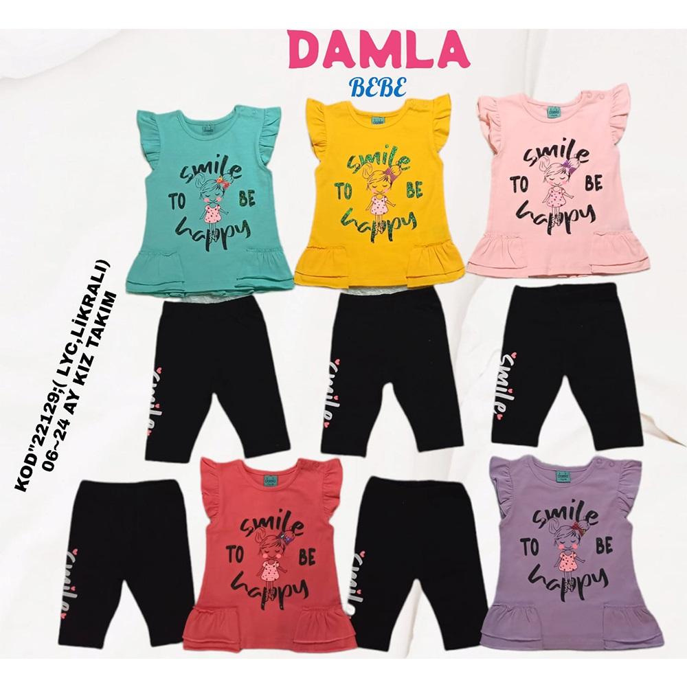 Damla 22129 Kız Smile Baskılı 2 li Takım 6-24 Ay - Mint Yeşil