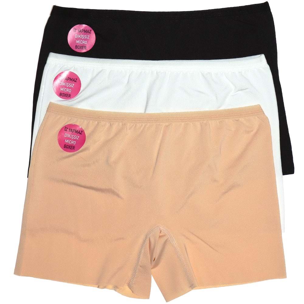 Deza 5038 Bayan Micro Dikişsiz İz Yapmaz Düz Boxer - Ten - XL