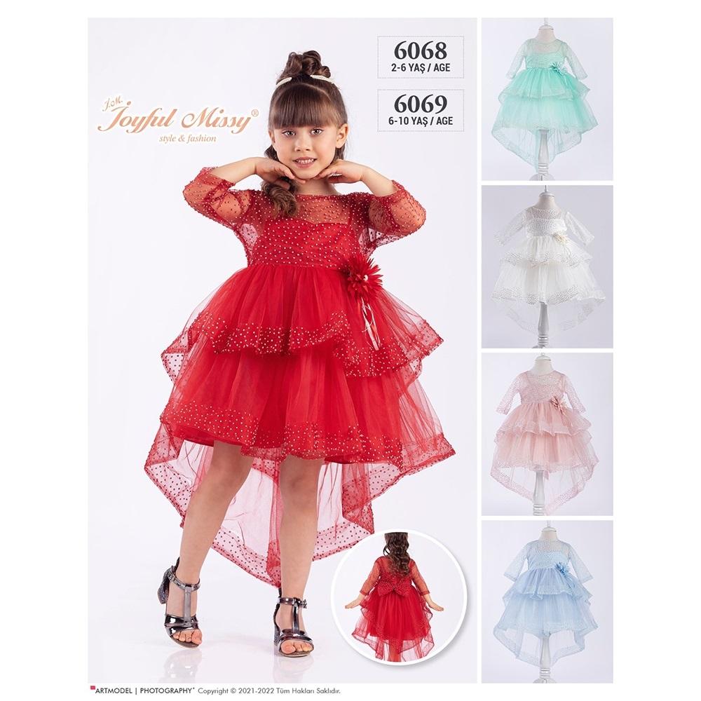 Joyful 6068 Kız Çocuk Abiye 2-6 Yaş - Kırmızı - 2-4-5-6 YAŞ