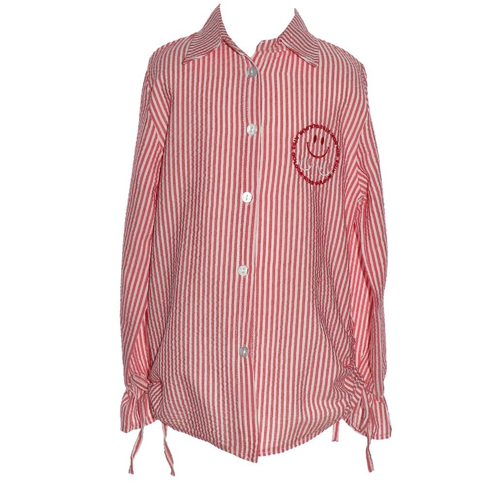 Güldür 9038 Kız Çocuk Çizgili Nakışlı Ayrobin Gömlek 13-16 Yaş