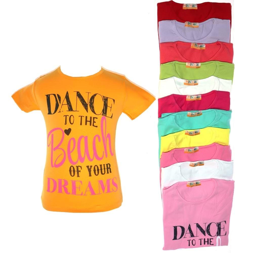 Mikimaki 066 Kız Çocuk Dance Baskılı Sıfır Yaka Tişört 3-7 Yaş - Fuşya - 3-7 YAŞ