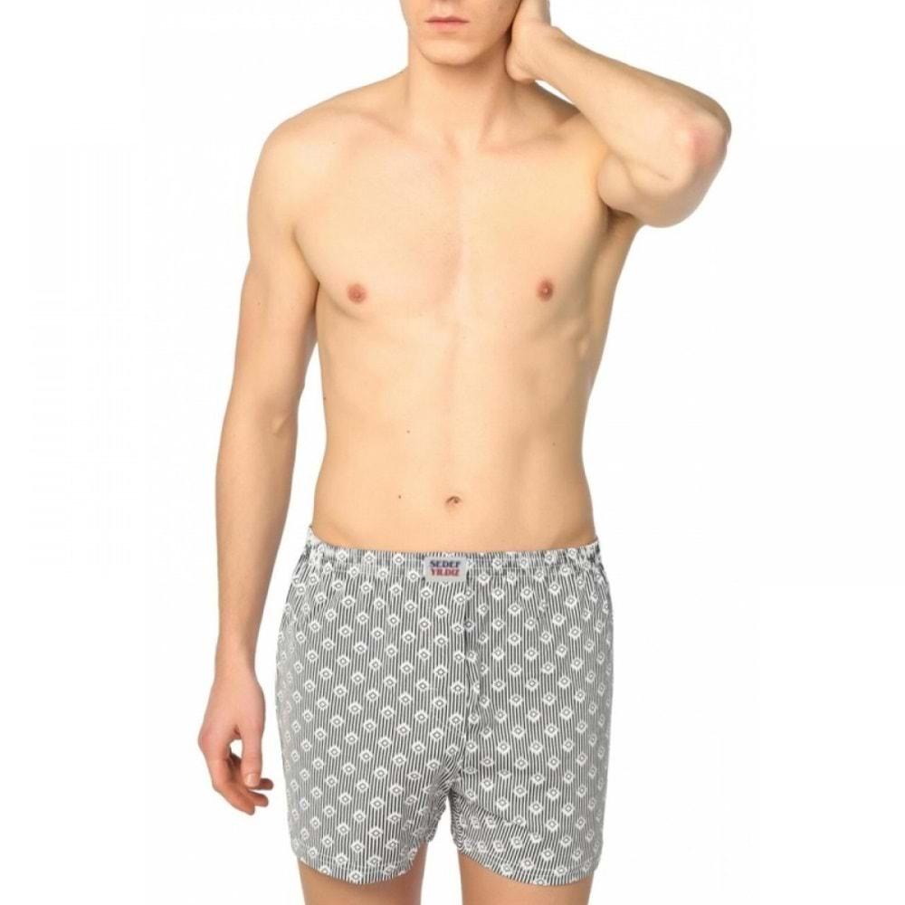 Sedef Yıldız 1012 Erkek Penye Empirme Boxer - Karışık Renk - XL