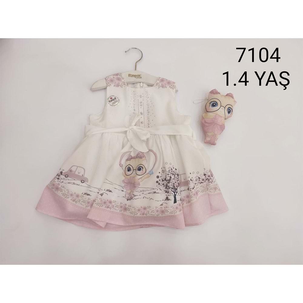 Pampal 7104 Kız Çocuk Desenli Oyuncaklı Elbise 1-4 Yaş