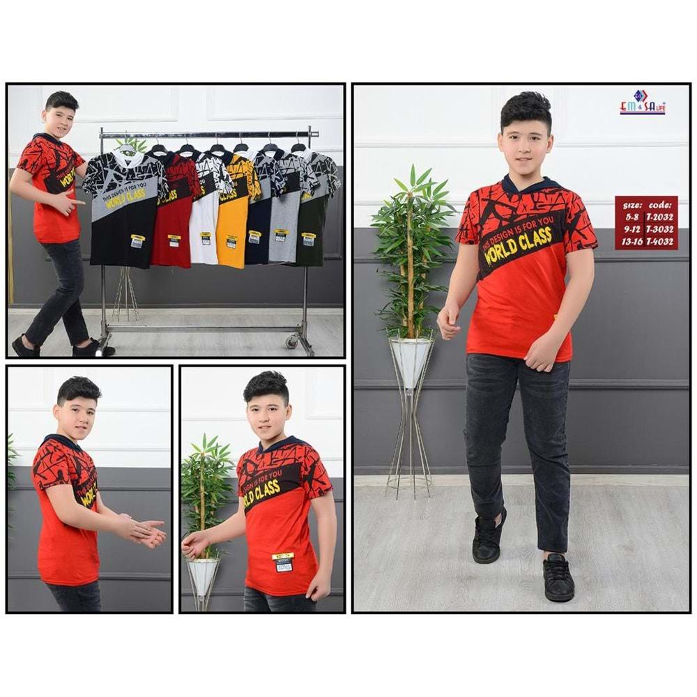 Em&sa Life T-3032 Erkek Çocuk World Class Bas. Kapşonlu Tişört 9-12 Yaş - Gri - 9-12 YAŞ