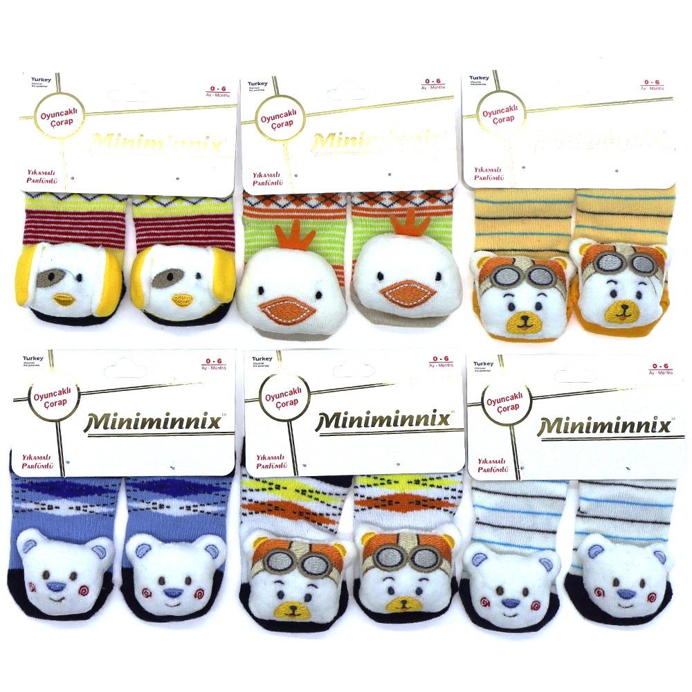 Miniminnix 1212 Bebe Likralı Yıkamalı Parfümlü Oyuncaklı Soket Çorap