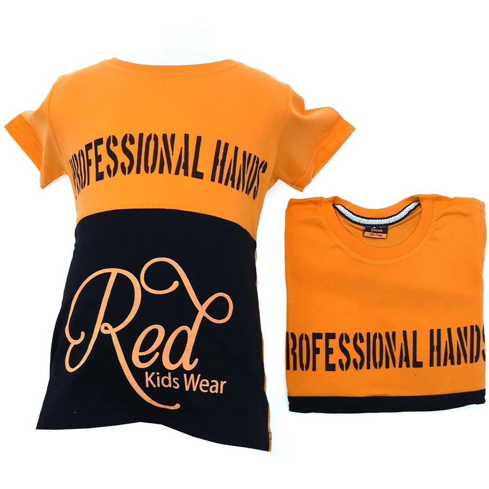 Kırmızı 1045 Erkek Çocuk Professional Hands Baskılı Tişört 3-7 Yaş - Turuncu - 3-7 YAŞ