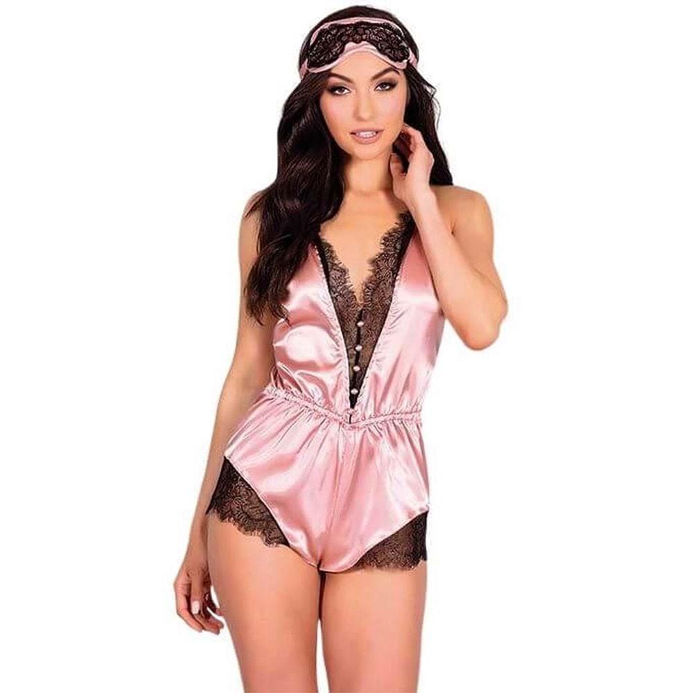 For Dreams 8298 Bayan Fantazi Dantelli Gecelik - Pudra - XL