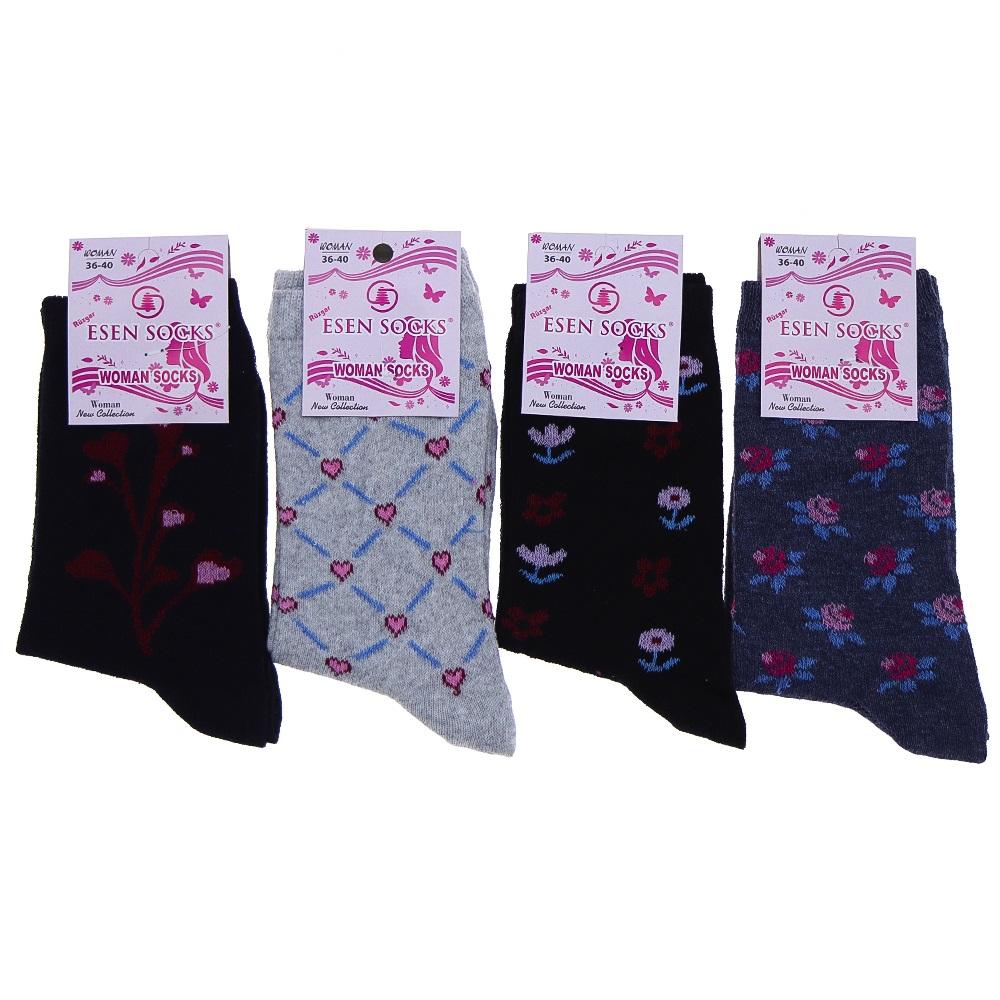 Esen Socks Bayan Bilgisayarlı Likralı Soket Çorap