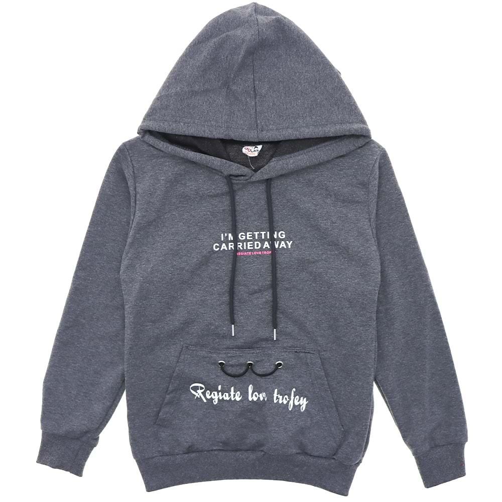 Jojo 4036 Kız Çocuk Regiate Love Trofey B. Garson Kapşonlu Sweatshirt 9-12 Yaş