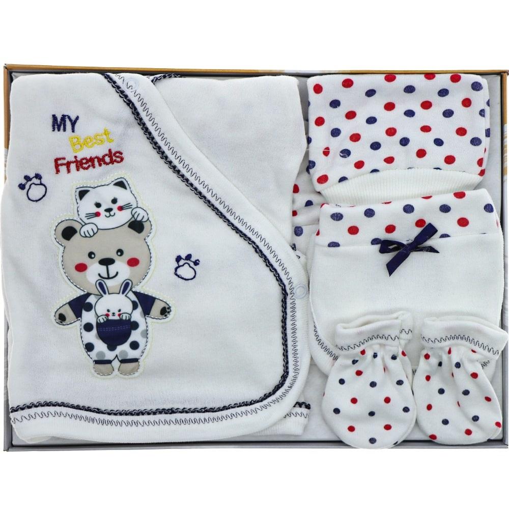 Oranj 210 Bebe Best Friends Ayı Nakışlı 5 Parça Zıbın Set 0-1 Ay