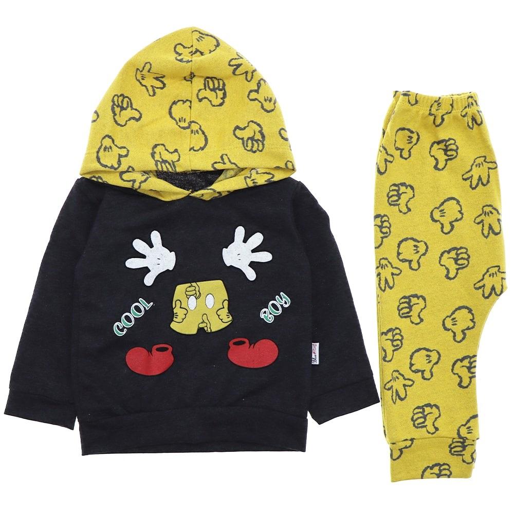 Blue Armi 680 Erkek Bebe Mickey Mouse El Baskılı 2 li Takım 6-18 Ay