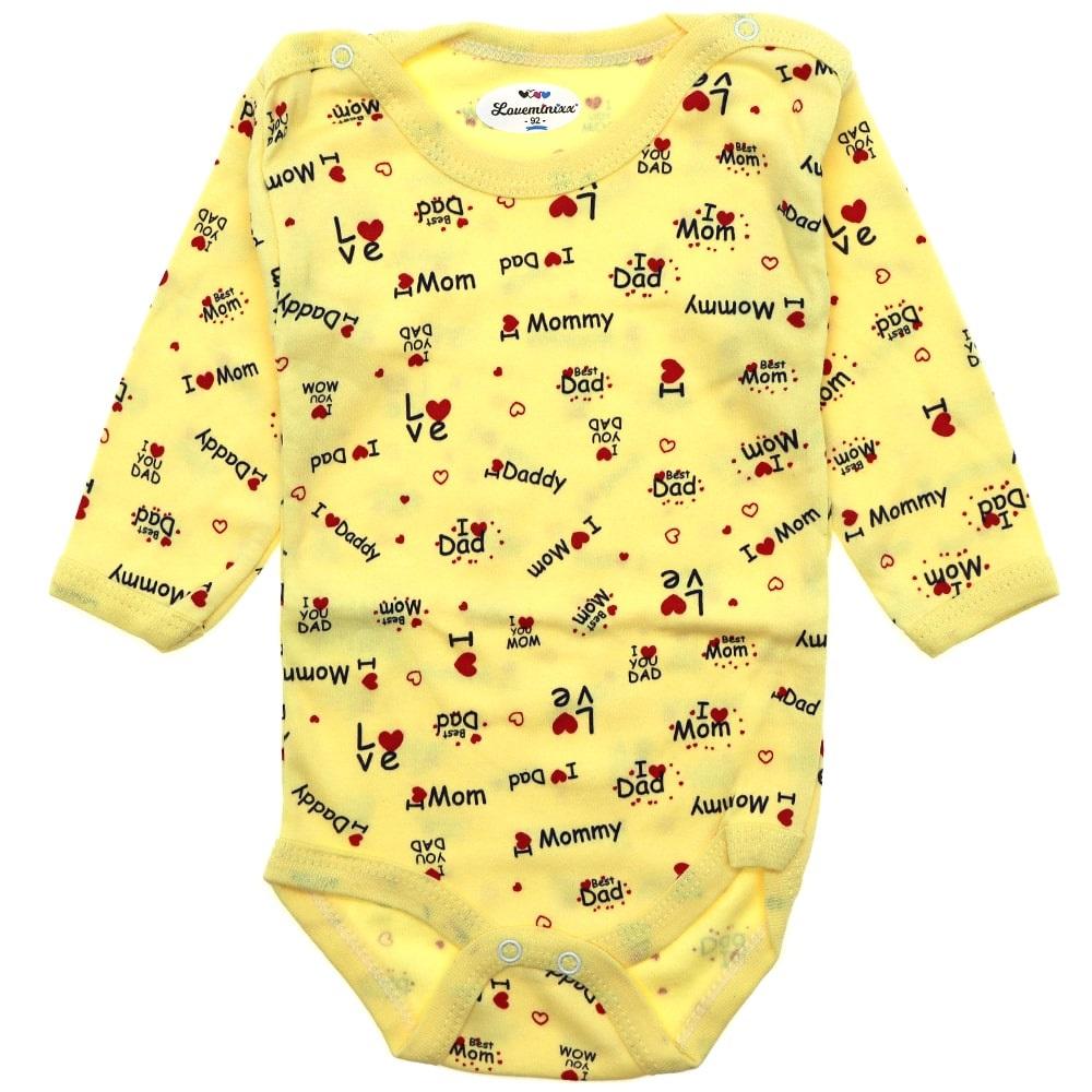 Loveminixx 1057 Çocuk Mom Baskılı Uzun Kol Çıtçıtlı Badi 0-3-6 Ay