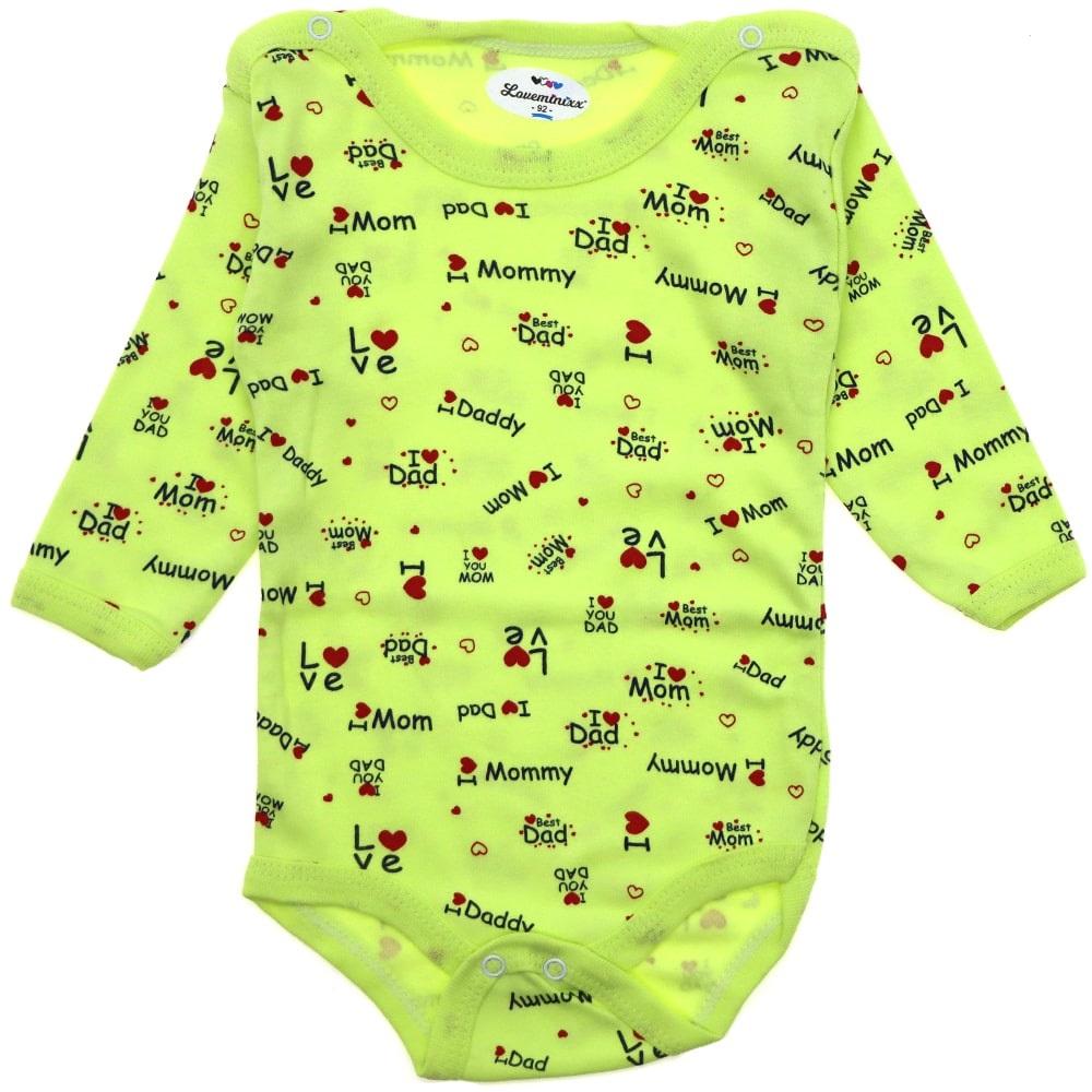 Loveminixx 1057 Çocuk Mom Baskılı Uzun Kol Çıtçıtlı Badi 0-3-6 Ay