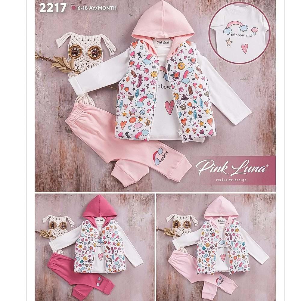 Pink Luna 2217 Kız Bebe Rainbow Nak. Şişme Yelek 3 lü Takım 6-18 Ay