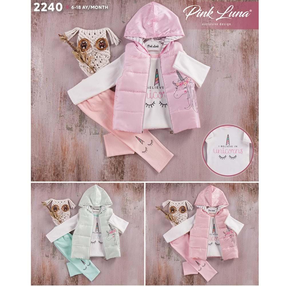 Pink Luna 2240 Kız Bebe Unicorns Bas. Şişme Yelek 3 lü Takım 6-18 Ay