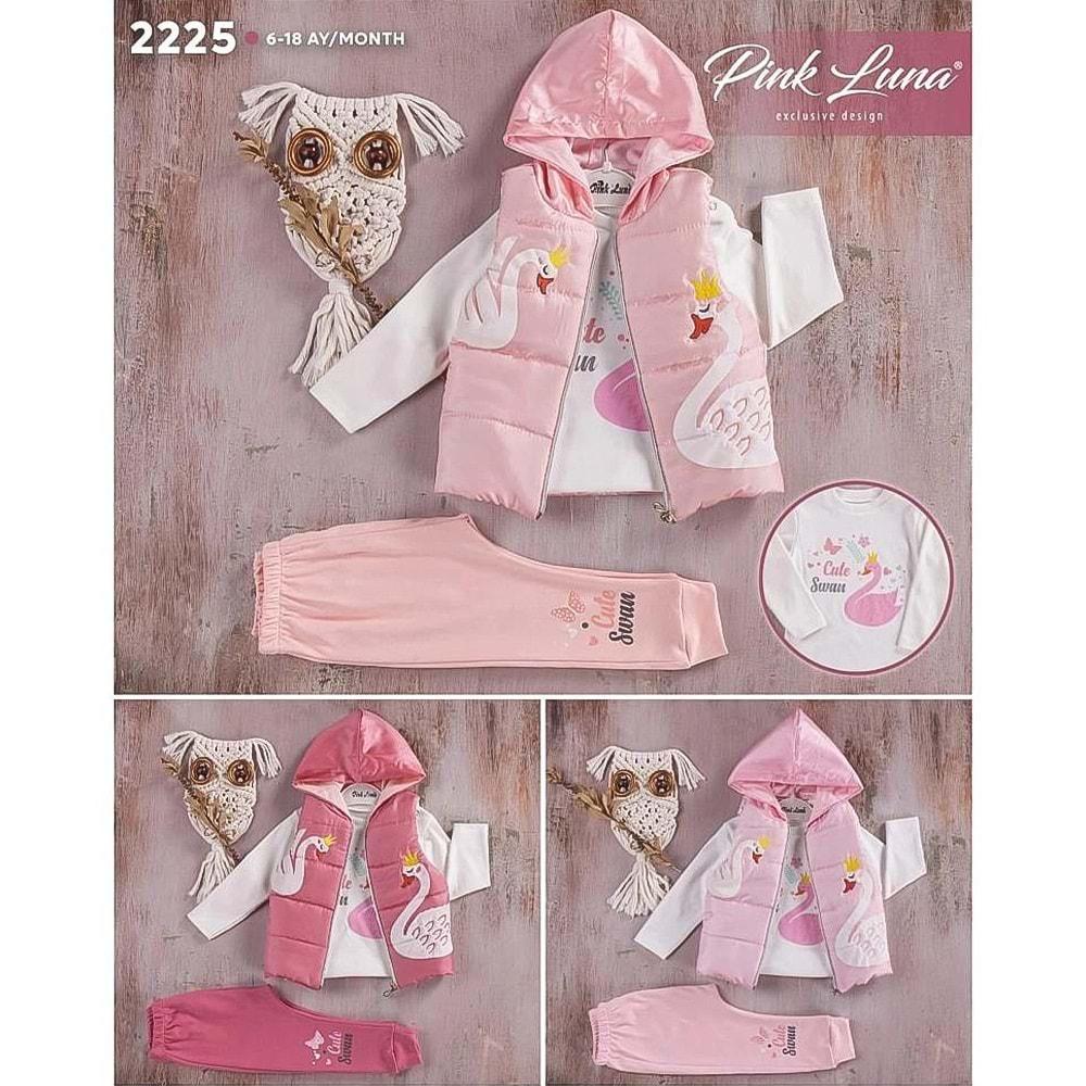 Pink Luna 2225 Kız Bebe Swan Bas. Şişme Yelek 3 lü Takım 6-18 Ay