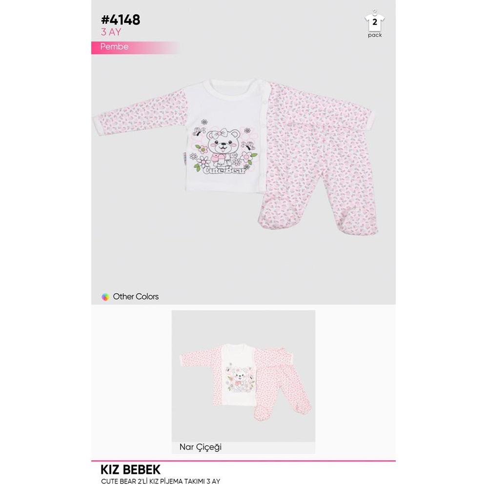 Kardelya 4148 Bebe Cute Bear Baskılı 2 li Pijama Takım 0-3 Ay