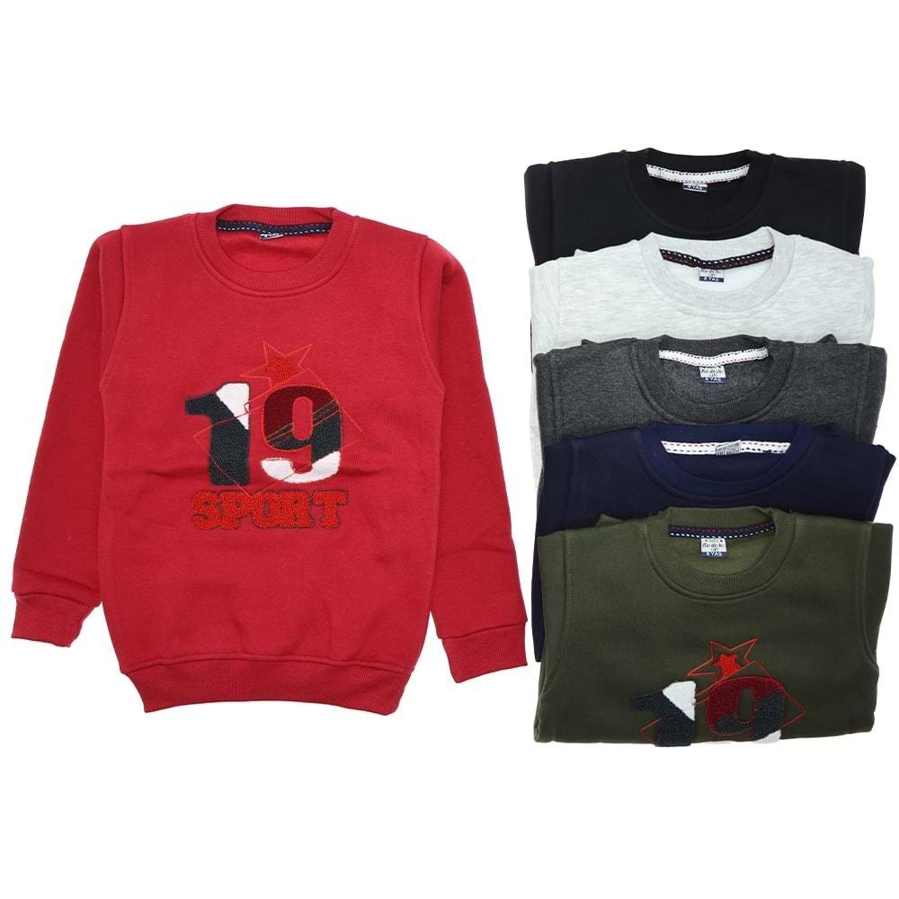 Kardeşler 5014 Erkek Çocuk Üç İp Sıfır Yaka 19 Sport Süzine Nak Sweat 9-12 Yaş - Gri - 9-12 YAŞ