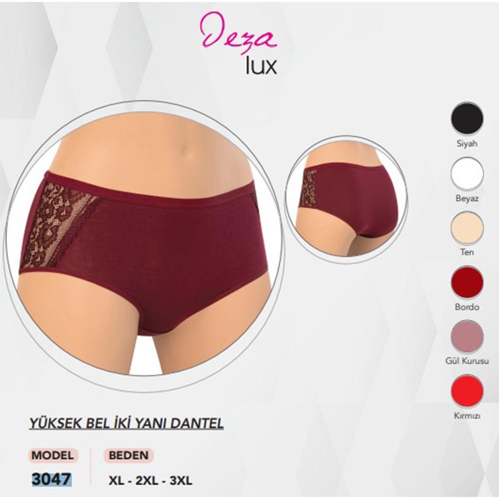 Deza Lüx 3047 Bayan Yüksek Bel İki Yanı Dantelli Külot XL-3XL