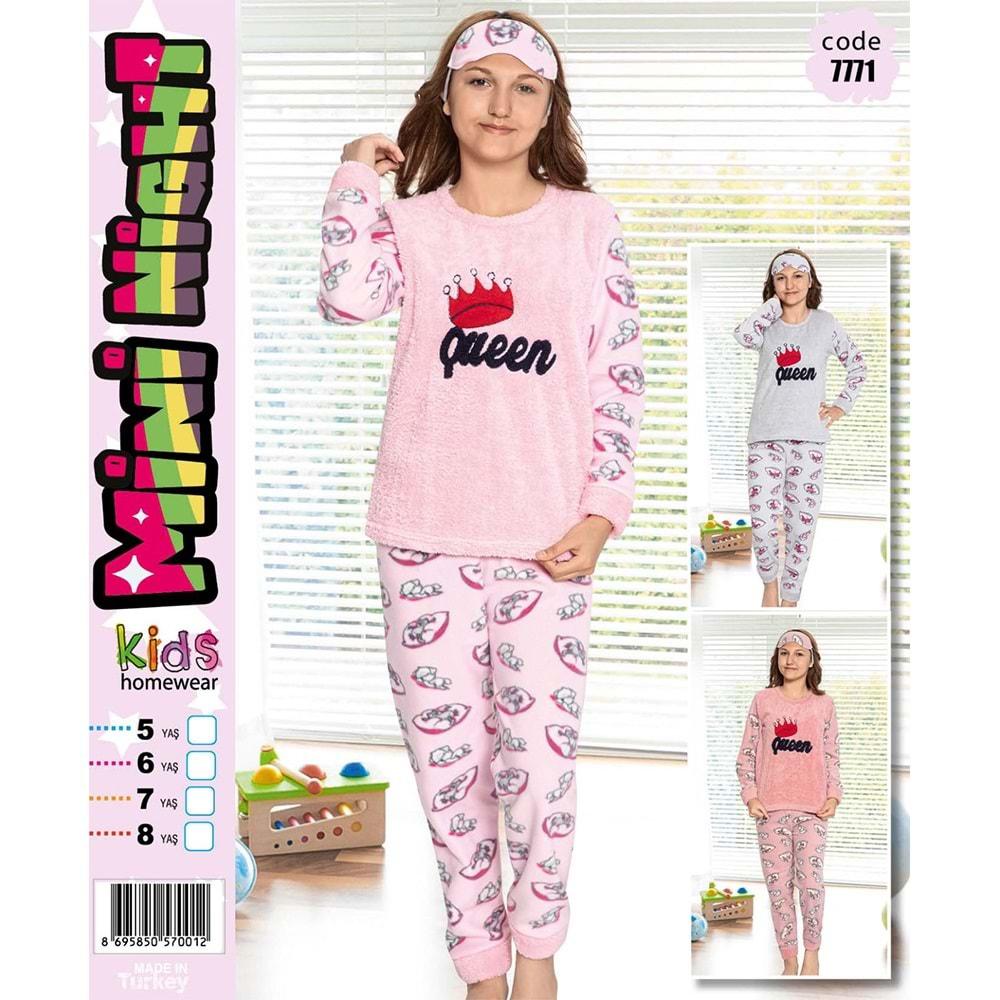 Mini Night 7771 Kız Çocuk Welsoft Queen Pijama Takımı 5-8 Yaş