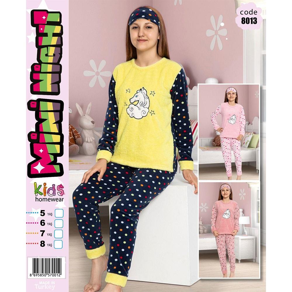 Mini Night 8013 Kız Çocuk Welsoft Geyik Nak Pijama Takımı 13-16 Yaş